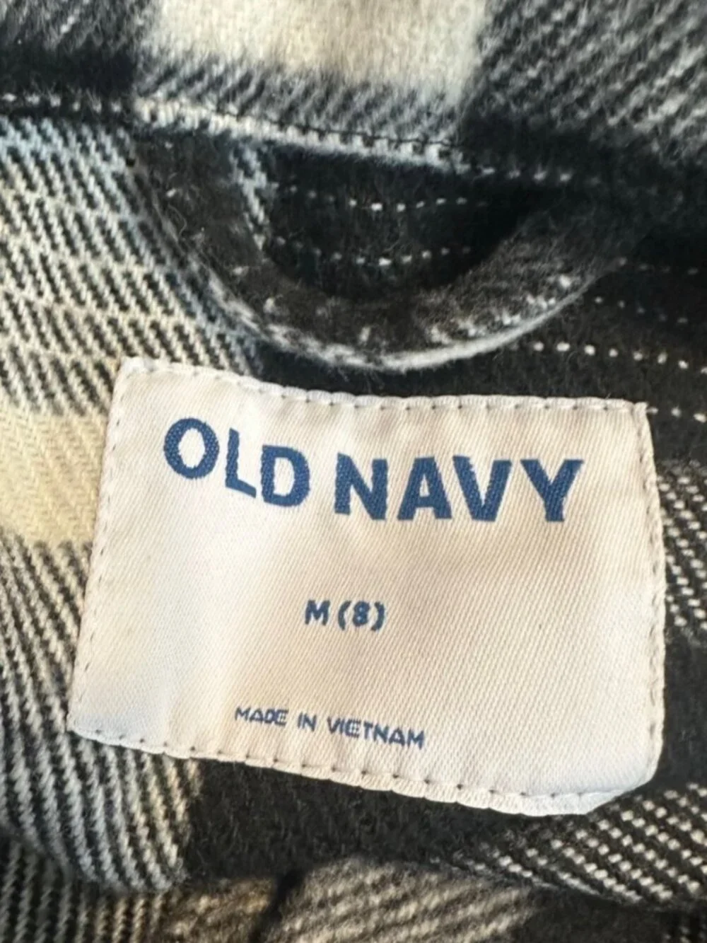 Old Navy Shacket Unisex M 8 Black White Plaid Fleece Button Up Shirt Jacket Kids